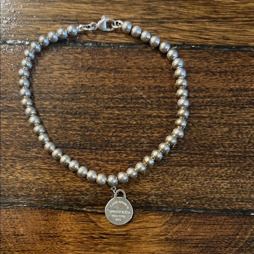 Tiffany Silver Beaded Bracelet with Charm